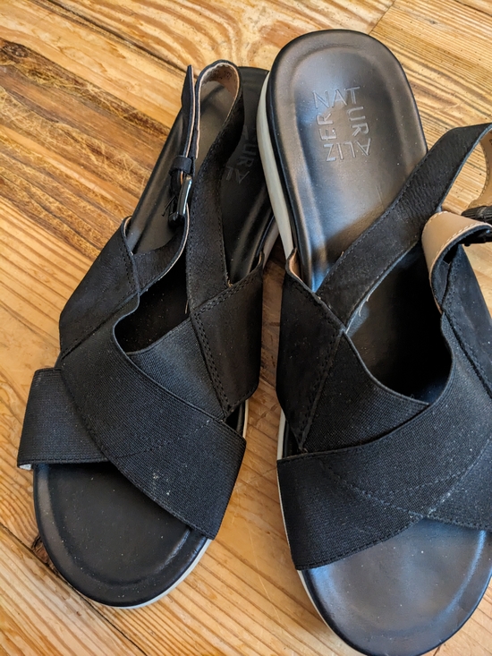 Naturalizer Shoes - Naturalizer Black Crisscross Elastic Slingback Sandals
